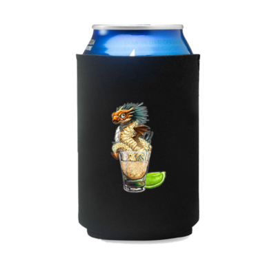 Tequila Memory Drink Koozie - Black w/ Logo, Double-Sided Art