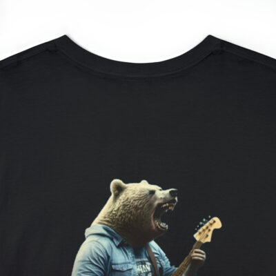 Lake Tahoe Guitar Bear – Unisex Heavy Cotton Tee – Black - Image 5