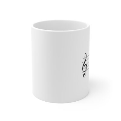 SHUT UP!  Musically Speaking - Ceramic Mug 11oz - Black on White - Image 2