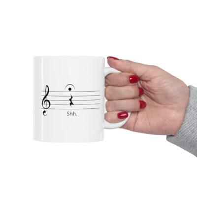 SHUT UP!  Musically Speaking - Ceramic Mug 11oz - Black on White - Image 12
