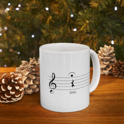 SHUT UP!  Musically Speaking - Ceramic Mug 11oz - Black on White