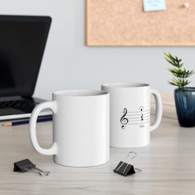 SHUT UP!  Musically Speaking - Ceramic Mug 11oz - Black on White - Image 6
