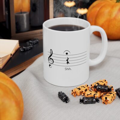 SHUT UP!  Musically Speaking - Ceramic Mug 11oz - Black on White - Image 7