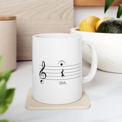 SHUT UP!  Musically Speaking - Ceramic Mug 11oz - Black on White - Image 8