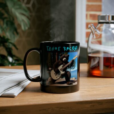 Tahoe Rocks! Bear – 11oz Black Mug - Image 6