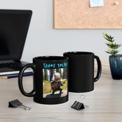 Tahoe Rocks! Squirrel – 11oz Black Mug - Image 5