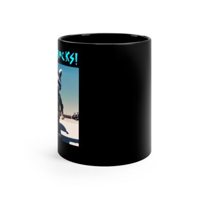 Tahoe Rocks! Raccoon – 11oz Black Mug - Image 2