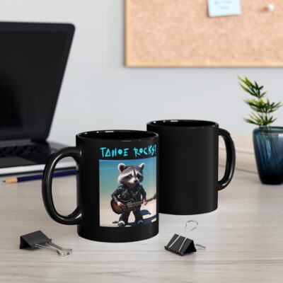 Tahoe Rocks! Raccoon – 11oz Black Mug - Image 5