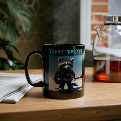 Tahoe Rocks! Raccoon – 11oz Black Mug - Image 6