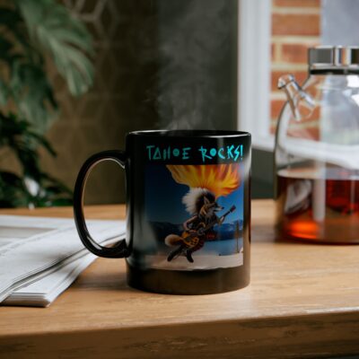 Tahoe Rocks! Coyote – 11oz Black Mug - Image 6