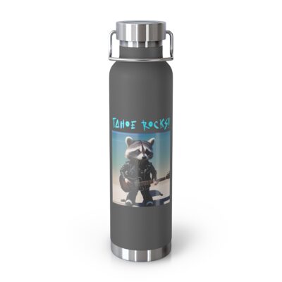 Tahoe Rocks! Raccoon – Copper Vacuum Insulated Bottle, 22oz – White - Image 2