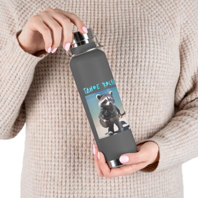 Tahoe Rocks! Raccoon – Copper Vacuum Insulated Bottle, 22oz – White - Image 7