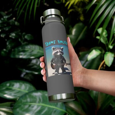 Tahoe Rocks! Raccoon – Copper Vacuum Insulated Bottle, 22oz – White - Image 8