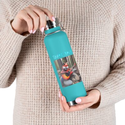 Tahoe Rocks! Fox – Copper Vacuum Insulated Bottle, 22oz – Turquoise - Image 6