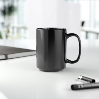 SHUT UP! Mug - Musically Speaking - White on Black, 15oz - Image 9