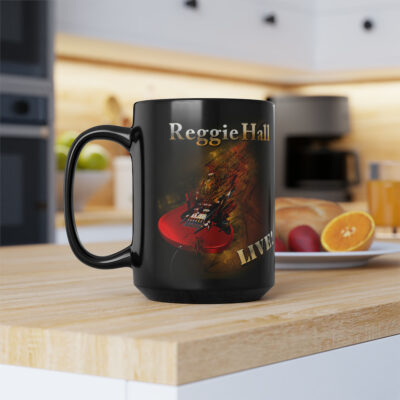 Reggie Hall LIVE! - Custom Hi-Res Logo - Black Mug, 15oz - Image 8