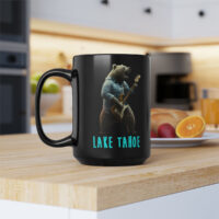 Lake Tahoe Guitar Bear - Black Mug, 15oz