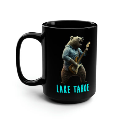 Lake Tahoe Guitar Bear - Black Mug, 15oz - Image 5