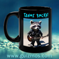 Tahoe Rocks! Raccoon – 11oz Black Mug