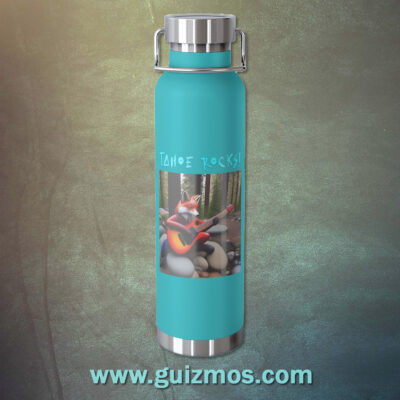 Tahoe Rocks! Fox – Copper Vacuum Insulated Bottle, 22oz – Turquoise