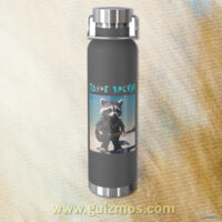Tahoe Rocks! Raccoon – Copper Vacuum Insulated Bottle, 22oz – White