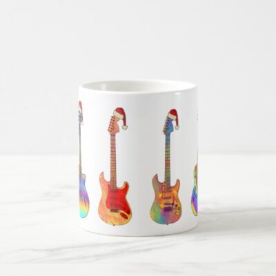 Psychedelic Christmas Guitar Mug - White - Image 4