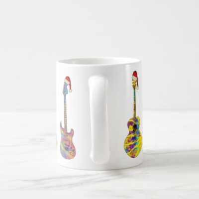 Psychedelic Christmas Guitar Mug - White - Image 7