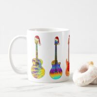 Psychedelic Christmas Guitar Mug - White