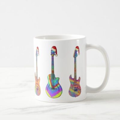 Psychedelic Christmas Guitar Mug - White - Image 6